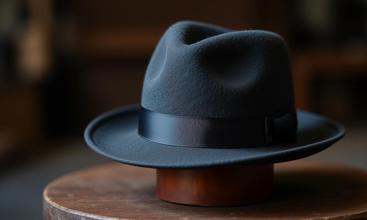 職人の手によって作られたクラシックな紳士用ハットのクローズアップ